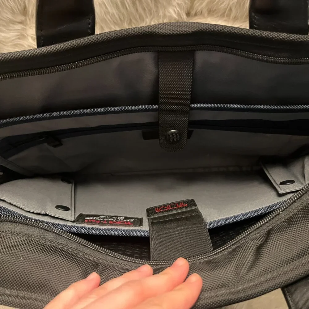 TUMI Alpha 2 T-Pass® Screen Slim Black Laptop Briefcase, Black, 26516D2